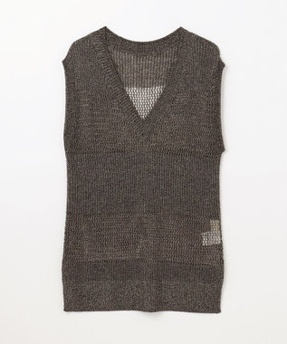 GRACE CONTINENTAL ラメメッシュニットトップ ゴールド