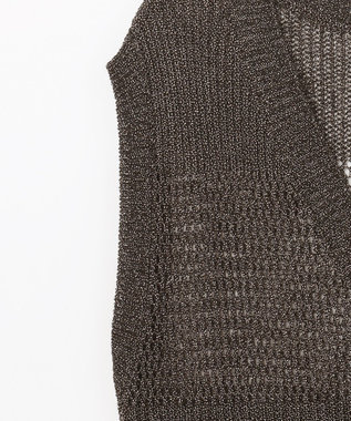 GRACE CONTINENTAL ラメメッシュニットトップ ゴールド