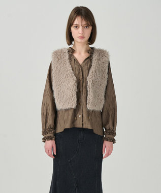 GRACE CONTINENTAL ショートファーベスト グレー