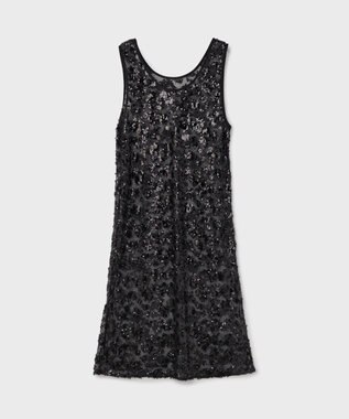 GRACE CONTINENTAL スパン刺繍メッシュワンピース ブラック