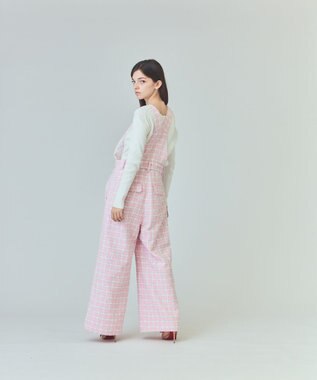 GRACE CONTINENTAL チェックツイードサロペット ピンク