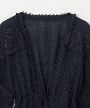 GRACE CONTINENTAL レースパッチブラウス ネイビー