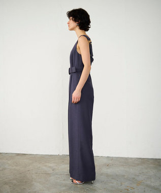 GRACE CONTINENTAL 麻調ベルトサロペット グレー