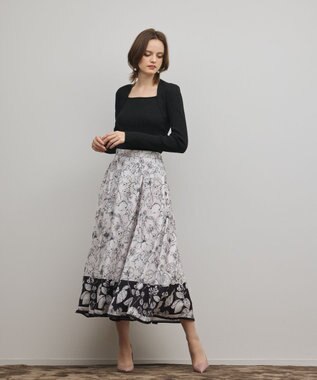 GRACE CONTINENTAL フルーツフラワープリントスカート キナリ