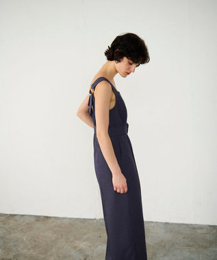 GRACE CONTINENTAL 麻調ベルトサロペット グレー