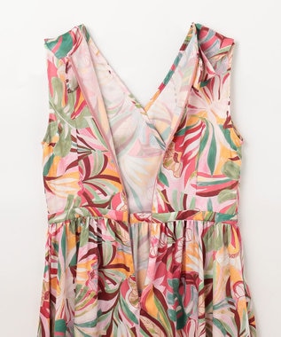 GRACE CONTINENTAL リーフプリントワンピース ピンク