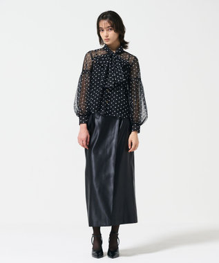 GRACE CONTINENTAL チュールドットボウタイブラウス ブラック