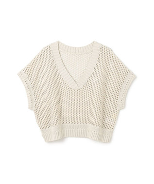 GRACE CONTINENTAL メッシュVネックニットトップ キナリ