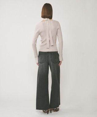 GRACE CONTINENTAL ボウタイリブニットトップ ライトグレー