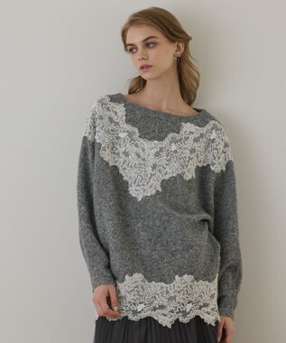 GRACE CONTINENTAL レースドルマンニットトップ
