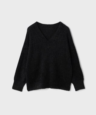 GRACE CONTINENTAL ラメフェザーニットトップ ブラック