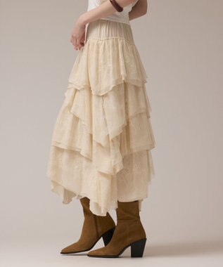 GRACE CONTINENTAL レースコンビティアードスカート キナリ