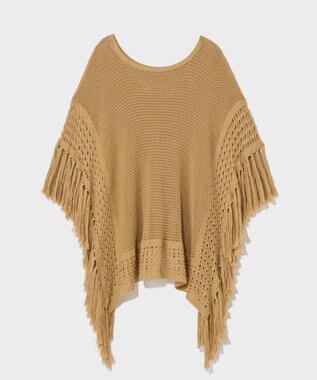 GRACE CONTINENTAL ニットフリンジケープ ベージュ