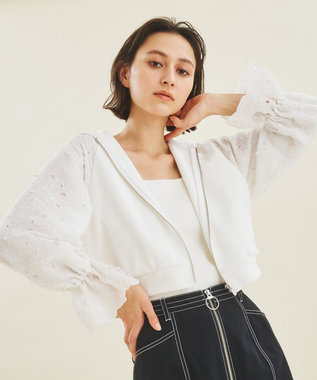 Gracecontinental カットワークパフ袖パーカー カットワークパフ袖パーカー / GRACE CONTINENTAL | GRACE