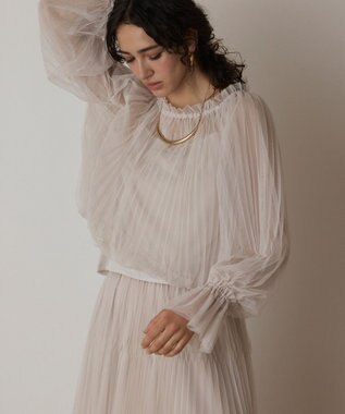 GRACE CONTINENTAL チュールプリーツトップ ベージュ