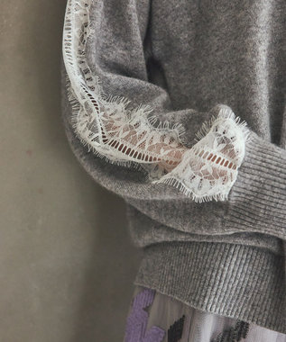 GRACE CONTINENTAL レーススリーブトップ グレー