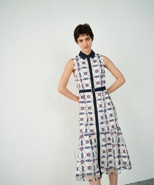 GRACE CONTINENTAL マリン刺繍チュールワンピース ホワイト