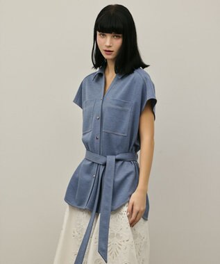 GRACE CONTINENTAL ジャージワークシャツ ブルー