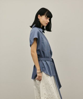 GRACE CONTINENTAL ジャージワークシャツ ブルー