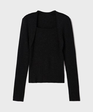 GRACE CONTINENTAL スクエアリブニットトップ ブラック