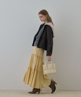 GRACE CONTINENTAL フェイクレザーボンバージャケット ダークブラウン