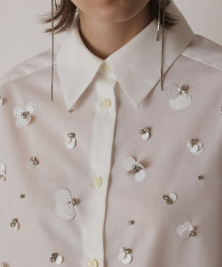 GRACE CONTINENTAL ビジューシャツ ホワイト