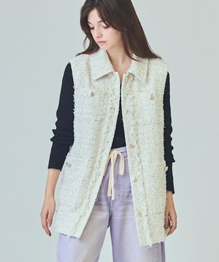 GRACE CONTINENTAL ツイードカバーオールジレ ホワイト