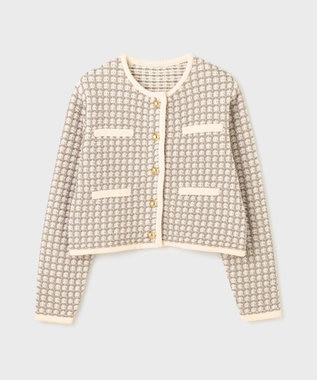 GRACE CONTINENTAL ツイードニットカーディガン キナリ