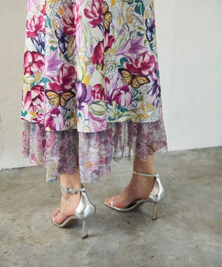 GRACE CONTINENTAL フラワーガーデンプリントスカート ピンク