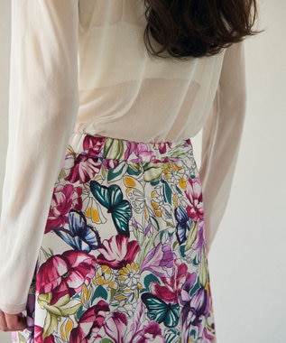 GRACE CONTINENTAL フラワーガーデンプリントスカート ピンク