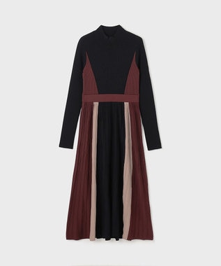 GRACE CONTINENTAL バイカラーフレアニットワンピース ブラック