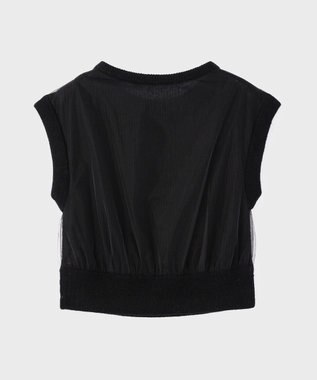GRACE CONTINENTAL チュール刺繍ニットトップ ブラック
