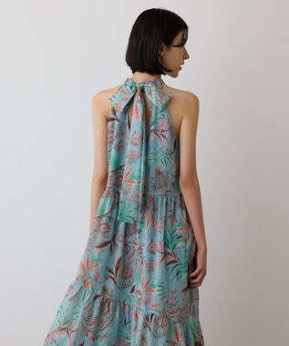 GRACE CONTINENTAL リゾートプリントティアードワンピース グリーン