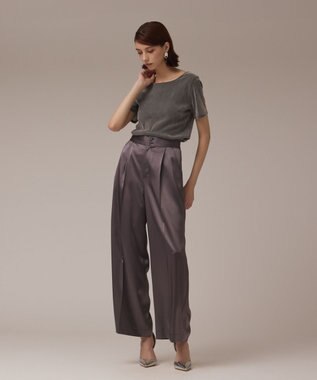 GRACE CONTINENTAL トリアセサテンワイドパンツ グレー