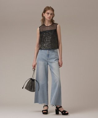 GRACE CONTINENTAL ビーズ刺繍トップ ブラック