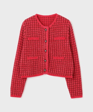 GRACE CONTINENTAL ツイードニットカーディガン レッド