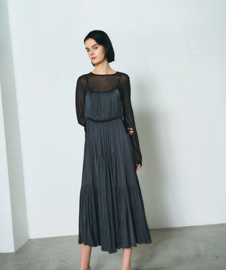 GRACE CONTINENTAL ギャザーキャミソールワンピース グレー