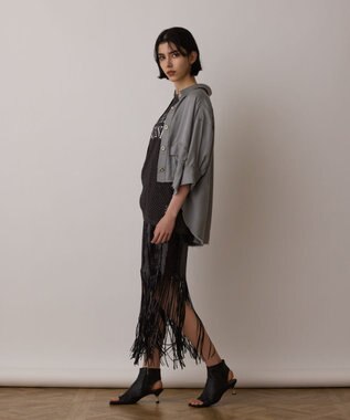 GRACE CONTINENTAL スパンコールフリンジスカート ブラック