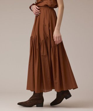 GRACE CONTINENTAL コットンシルクティアードスカート ブラウン