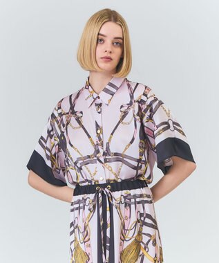 GRACE CONTINENTAL マリンスカーフプリントシャツ ピンク