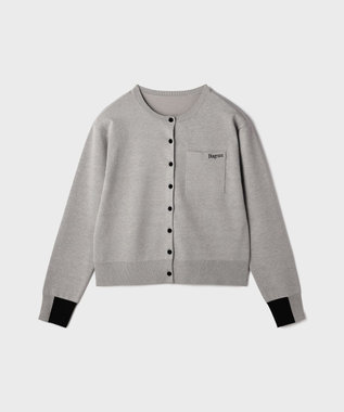 GRACE CONTINENTAL バイカラーロゴニットカーディガン グレー