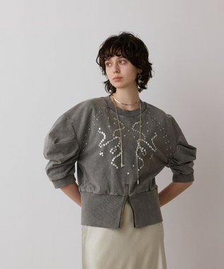 GRACE CONTINENTAL ピグメントショートトップ チャコール