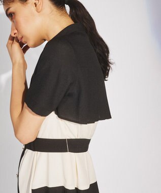 GRACE CONTINENTAL プリーツ配色ワンピース ブラック