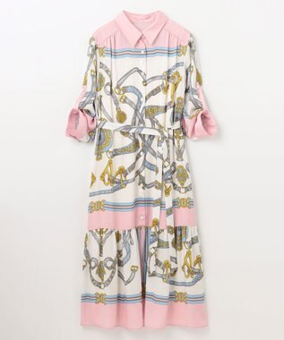 GRACE CONTINENTAL スカーフプリントシャツドレス ピンク