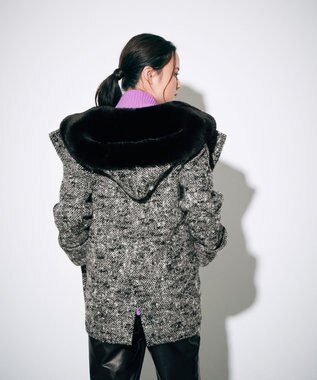 美品✨【グレースコンチネンタル】ミックスツイード ノーカラーコート 金ボタン36 美品✨【グレースコンチネンタル】ミックスツイード ノーカラー