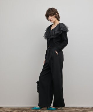 GRACE CONTINENTAL フリルニットカーディガン ブラック