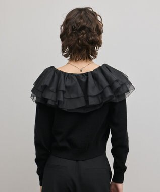 GRACE CONTINENTAL フリルニットカーディガン ブラック