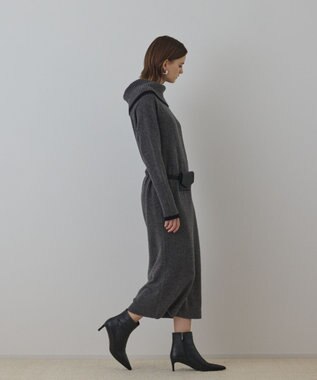 GRACE CONTINENTAL バイカラーオフショルニットワンピース グレー