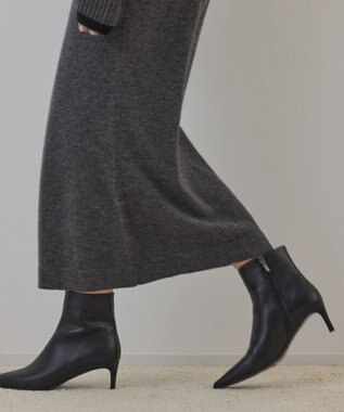 GRACE CONTINENTAL バイカラーオフショルニットワンピース グレー