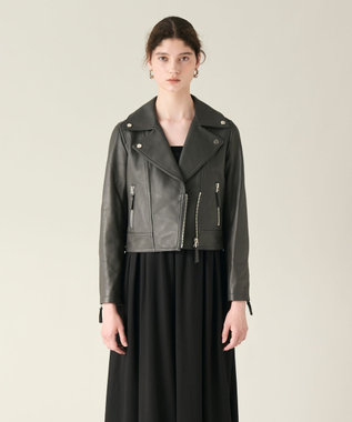 GRACE CONTINENTAL ラムレザーライダースジャケット チャコール